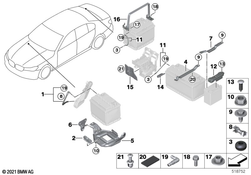 Elementy montaż. akumulatora  (61_5060) dla BMW 6' G32 GT LCI 620d Gra ECE