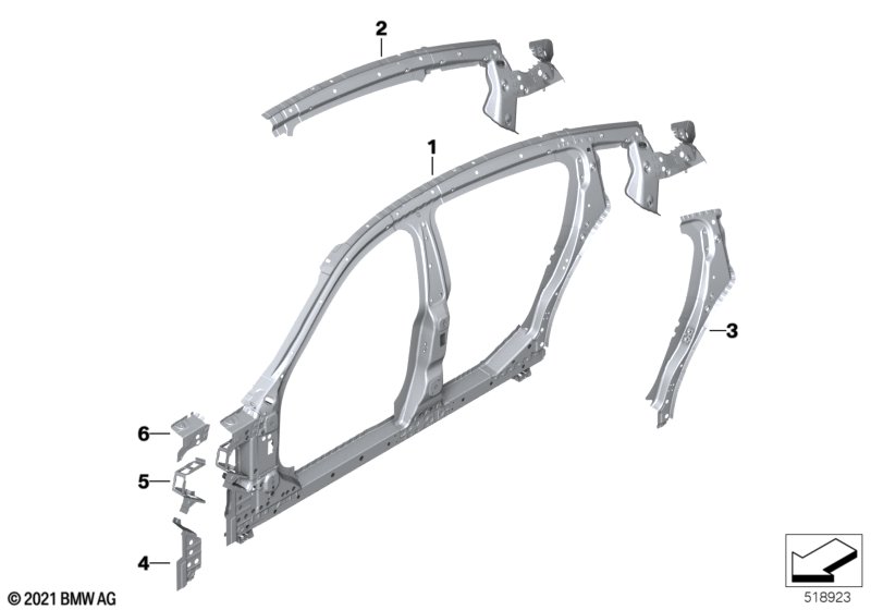 Szkielet boczny, środek  (41_3023) dla BMW 8' G16 Gran Coupé 840dX Gra ECE