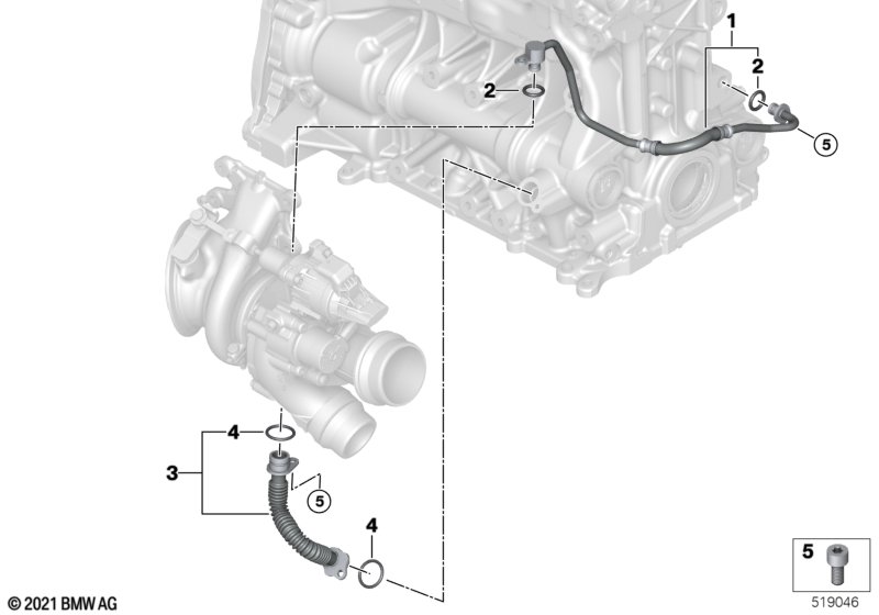 Podawanie oleju do turbosprężarki  (11_9163) dla BMW 5' G31 LCI 530iX Tou ECE