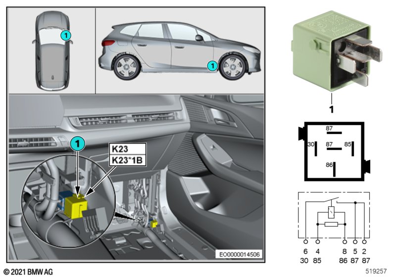 Przekaźnik podgrz.czuj.przedn.radaru K23  (61_7616) dla BMW 2' U06 Active Tourer 216i Act ECE