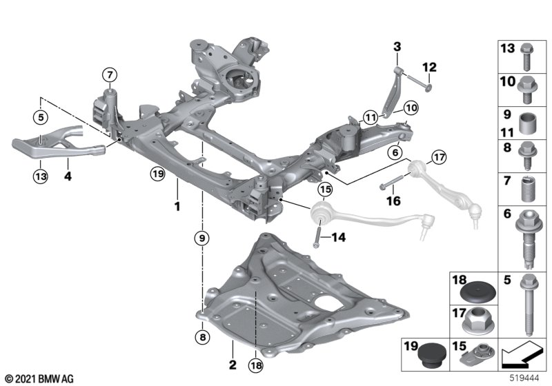 Wspornik przedniej osi, napęd na 4 koła  (31_2223) dla BMW X5L G18 LCI X5 30LiX SAV ECE