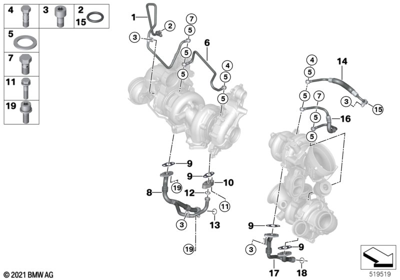 Podawanie oleju do turbosprężarki  (11_6681) dla BMW X7 G07 X7 M50dX SAV ECE