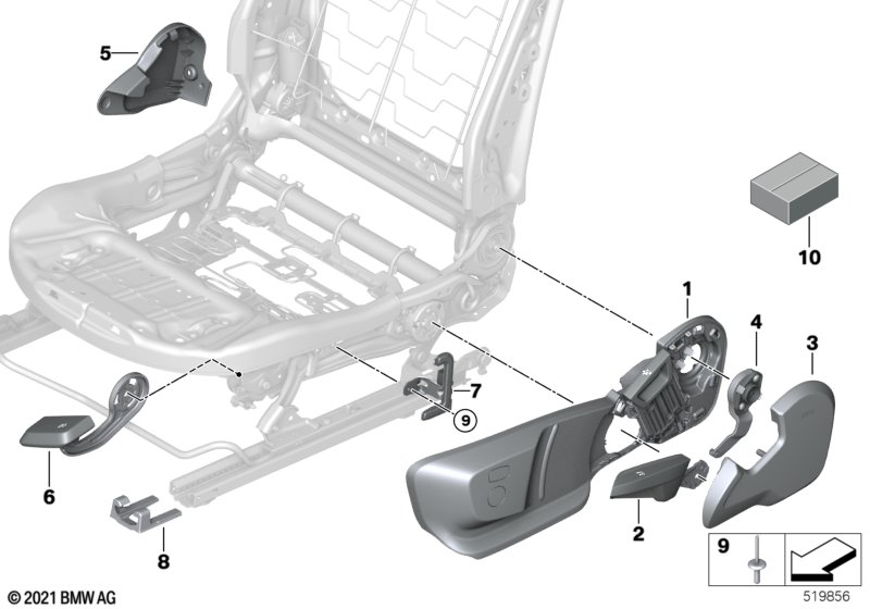 Osłony fotela przedniego z regul.ręczną  (52_4676) dla BMW 1' F40 120dX 5-d ECE