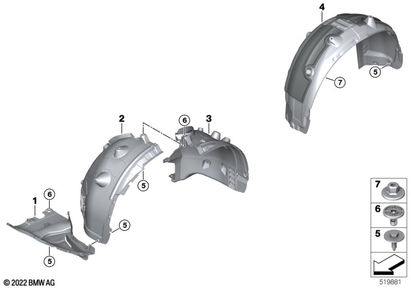 Obudowa wnęki koła  (51_B095) dla BMW X5L G18 LCI X5 40LiX SAV ECE