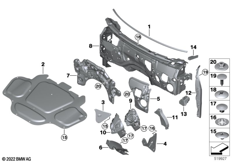 Izolacja dźwiękowa przednia  (51_B102) dla BMW X5L G18 LCI X5 40LiX SAV ECE