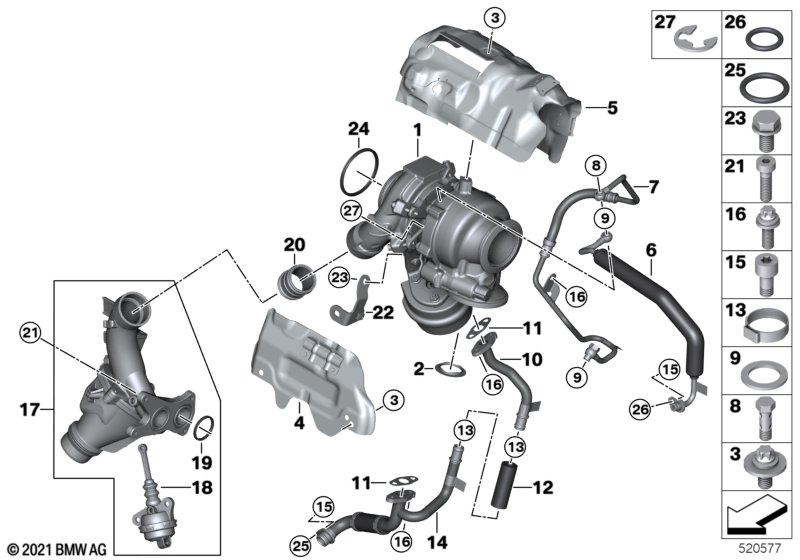 Turbosprężarka ze smarowaniem  (11_7312) dla BMW X1 F48 LCI X1 18dX SAV ECE