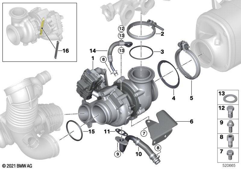 Turbosprężarka ze smarowaniem  (11_6516) dla BMW 3' G21 330d Tou ECE
