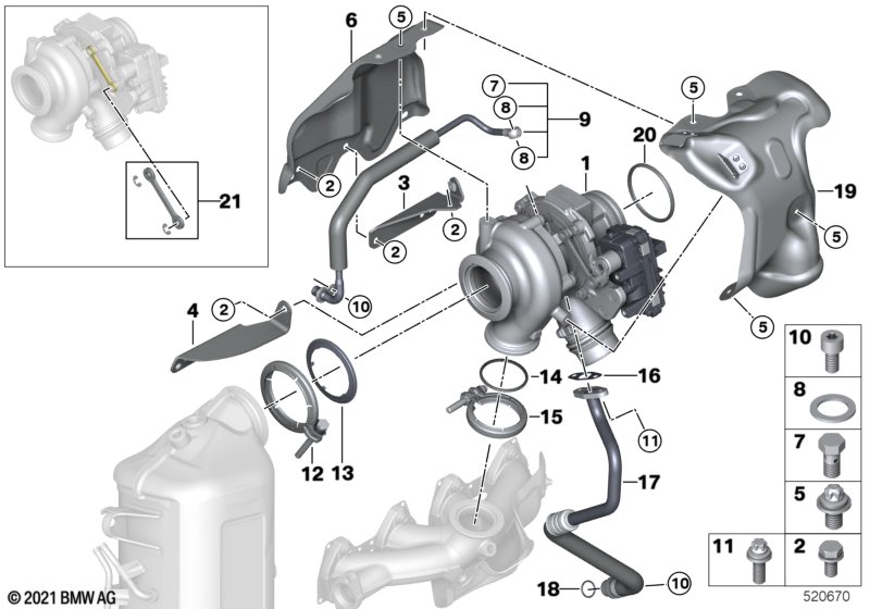 Turbosprężarka ze smarowaniem  (11_7390) dla BMW 2' F45 Active Tourer LCI 218d Act ECE