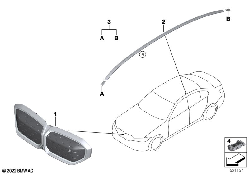 Zewnętrzne osłony / Kratka ozdobna  (51_B251) dla BMW i3L G28 BEV Saloon i3 eDrive40L Lim ECE