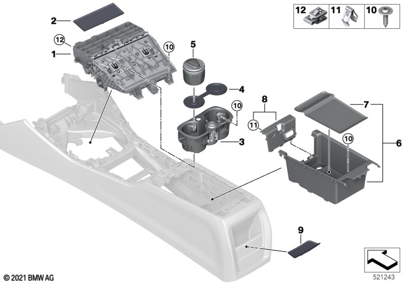 Schowek w konsoli środkowej  (51_Z717) dla BMW i4 G26 Gran Coupé i4 M50 Gra ECE