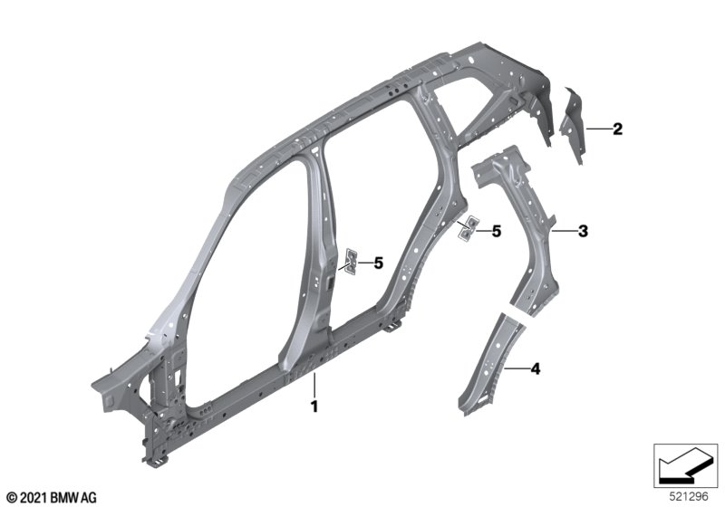 Szkielet boczny, środek  (41_2798) dla BMW X3 G01 LCI X3 30eX SAV ECE