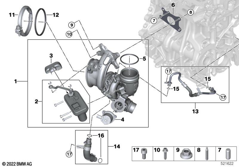 Turbosprężarka ze smarowaniem  (11_9069) dla BMW 2' U06 Active Tourer 216i Act ECE