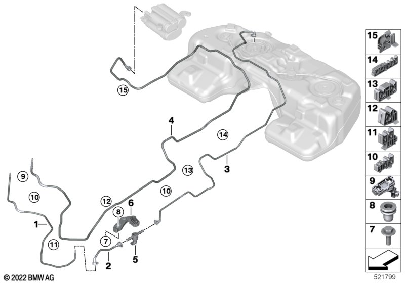 Przewód paliwa/Elementy mocujące  (16_1580) dla BMW X6 G06 LCI X6 30iX SAC ECE