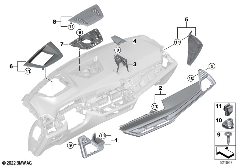 Elementy dod. tablicy przyrządów u góry  (51_B301) dla BMW X7 G07 LCI X7 40dX SAV ECE