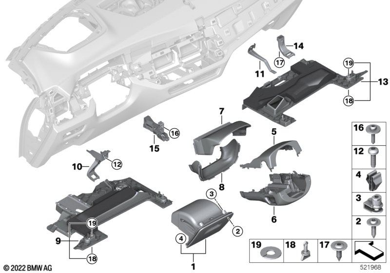 Elementy dod. tablicy przyrządów na dole  (51_B977) dla BMW X6 G06 LCI X6 40iX SAC ECE