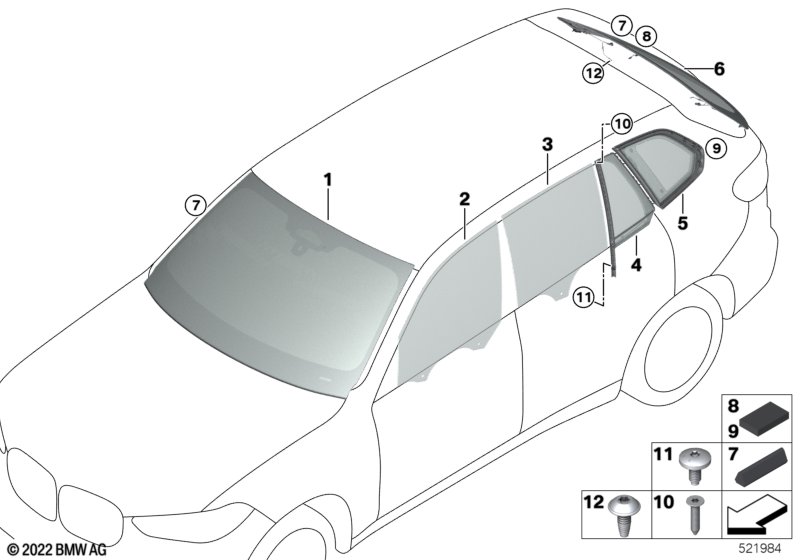 Oszklenie  (51_B309) dla BMW X5L G18 LCI X5 40LiX SAV ECE