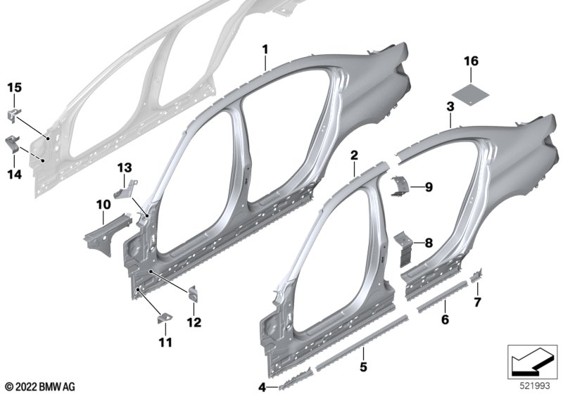 Szkielet boczny  (41_3789) dla BMW i3L G28 BEV Saloon i3 eDrive40L Lim ECE