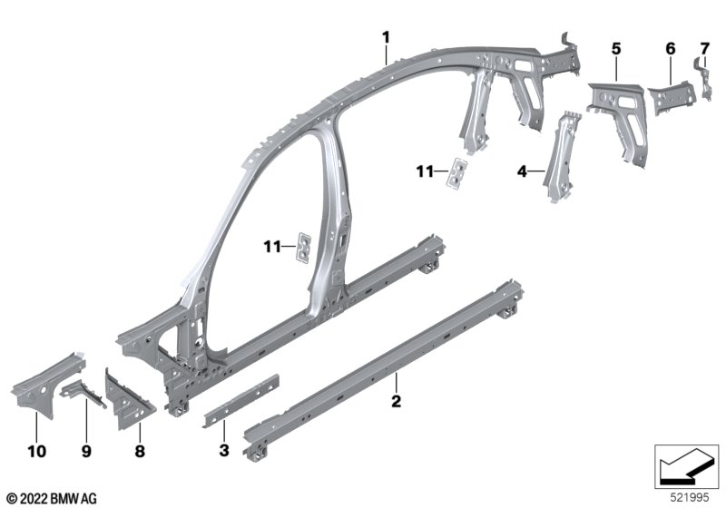 Szkielet boczny, środek  (41_3791) dla BMW i3L G28 BEV Saloon i3 eDrive40L Lim ECE