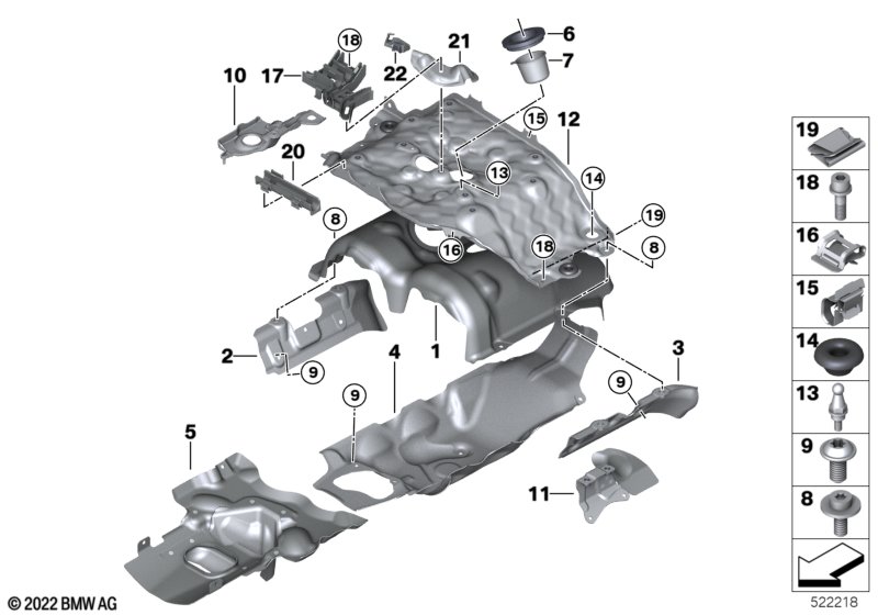 Turbosprężarka, osłona termiczna  (11_9369) dla BMW X5 G05 LCI X5 M60iX SAV ECE