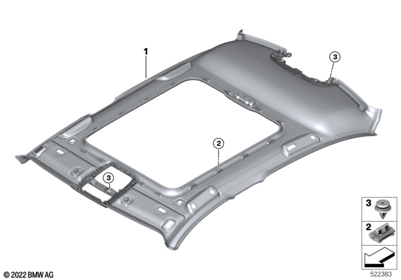 podsufitka  (51_B363) dla BMW i3L G28 BEV Saloon i3 eDrive40L Lim ECE