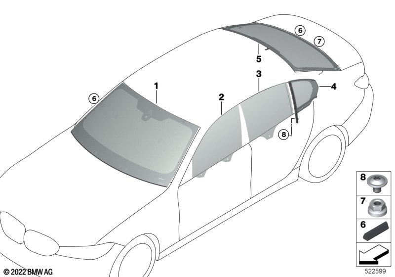 Oszklenie  (51_B377) dla BMW i3L G28 BEV Saloon i3 eDrive40L Lim ECE