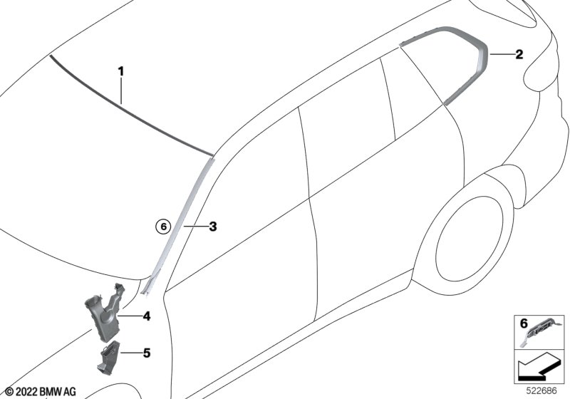 Przeszklenie elem. dod.  (51_B393) dla BMW X5L G18 LCI X5 40LiX SAV ECE