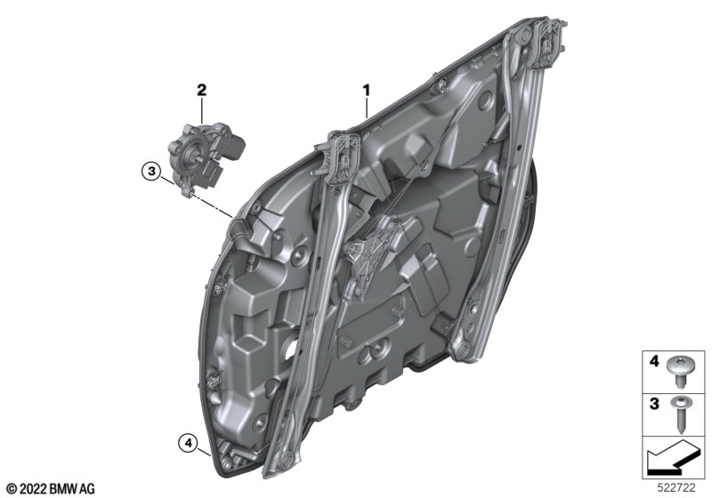 Mechanizm szyby drzwi przednich  (51_B402) dla BMW X5L G18 LCI X5 40LiX SAV ECE