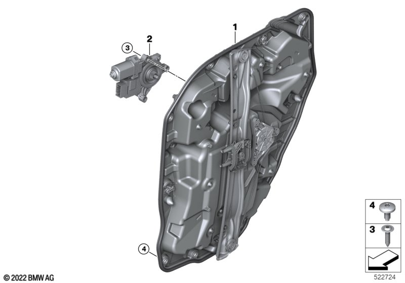 Mechanizm szyby drzwi tylnych  (51_B403) dla BMW X5L G18 LCI X5 40LiX SAV ECE