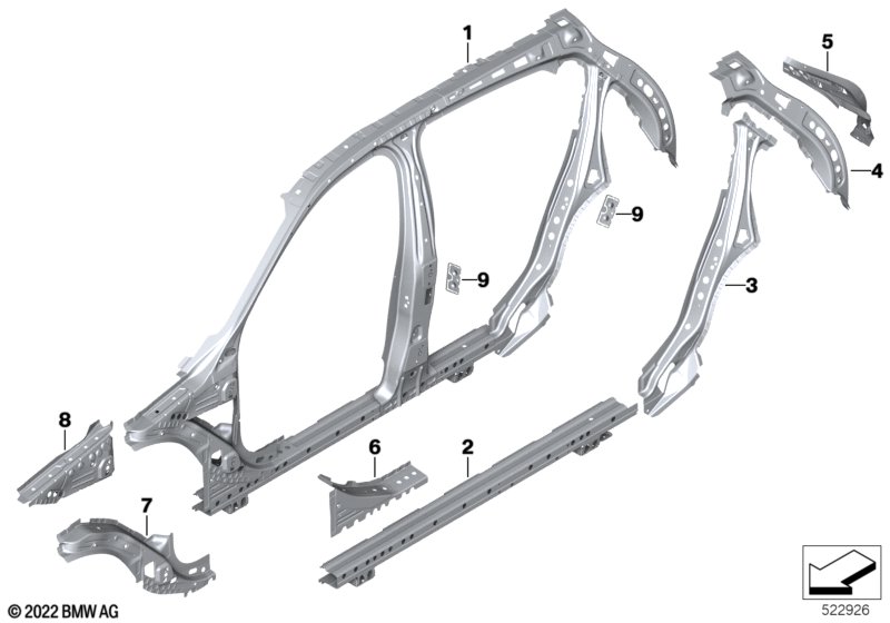 Szkielet boczny, środek  (41_3167) dla BMW 1' F40 116i 5-d ECE