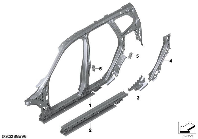 Szkielet boczny, środek  (41_3876) dla BMW X1 U12 X1 25LiX SAV ECE
