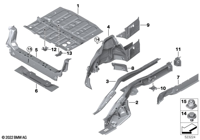 Wnęka koła tylna/elementy podłogi  (41_3879) dla BMW X1 U11 X1 18d SAV ECE