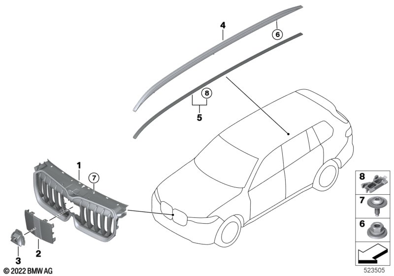 Zewnętrzne osłony / Kratka ozdobna  (51_B455) dla BMW X1 U11 iX1 xDrive30 SAV ECE