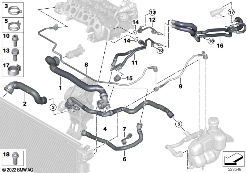 Węże płynu chłodzącego układu chłodzenia  (17_1215) dla BMW 2' F46 Gran Tourer LCI 216d Gra ECE