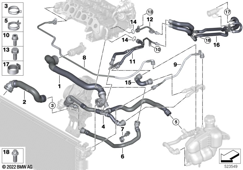 Węże płynu chłodzącego układu chłodzenia  (17_1216) dla BMW 2' F46 Gran Tourer LCI 216d Gra ECE
