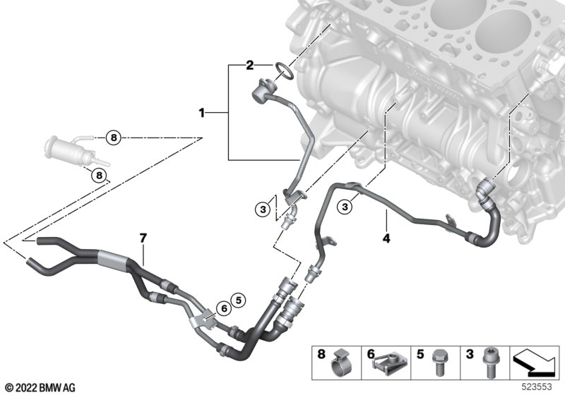 Węże płynu chł. układu chłodz. silnika  (17_1276) dla BMW 5' G30 LCI 523dX Lim ECE