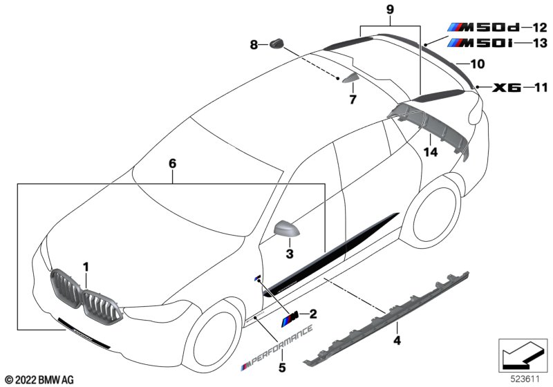 Części akcesoryjne aerodynamiczne  (03_5246) dla BMW X6 G06 X6 30iX SAC ECE
