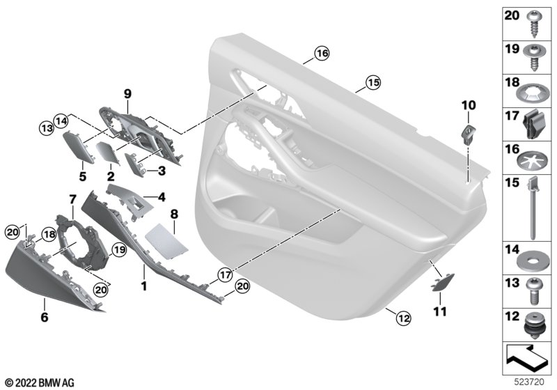 Elementy dod. tapicerki drzwi z tyłu  (51_B130) dla BMW X5L G18 LCI X5 40LiX SAV ECE