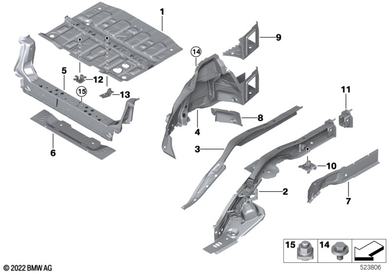 Wnęka koła tylna/elementy podłogi  (41_3491) dla BMW 2' U06 Active Tourer 223i Act ECE
