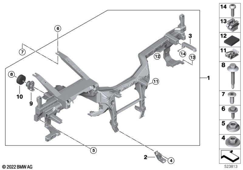 Wspornik tablicy przyrządów  (51_B216) dla BMW X5L G18 LCI X5 40LiX SAV ECE