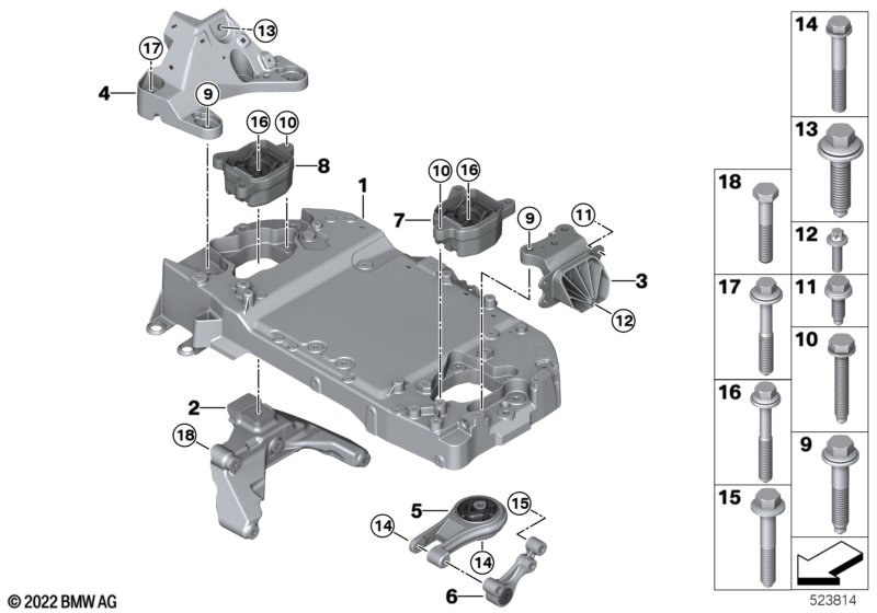 Zawieszenie silnika, oś przednia  (22_0473) dla BMW X1 U11 iX1 xDrive30 SAV ECE