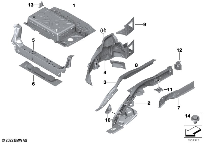 Wnęka koła tylna/elementy podłogi  (41_3717) dla BMW 2' U06 Active Tourer 230eX Act ECE