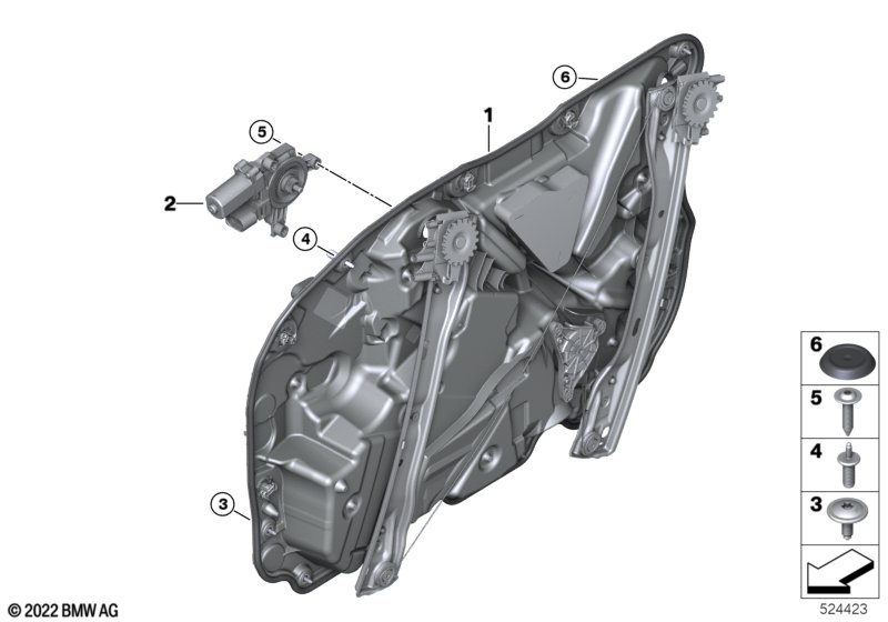 Mechanizm szyby drzwi przednich  (51_B506) dla BMW 7' G70 740i Lim ECE