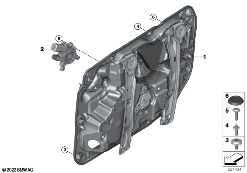 Mechanizm szyby drzwi tylnych  (51_B507) dla BMW 7' G70 i7 xDrive60 Lim ECE