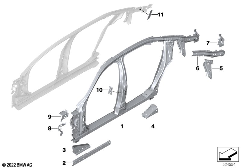 Szkielet boczny, środek  (41_3933) dla BMW 7' G70 i7 xDrive60 Lim ECE