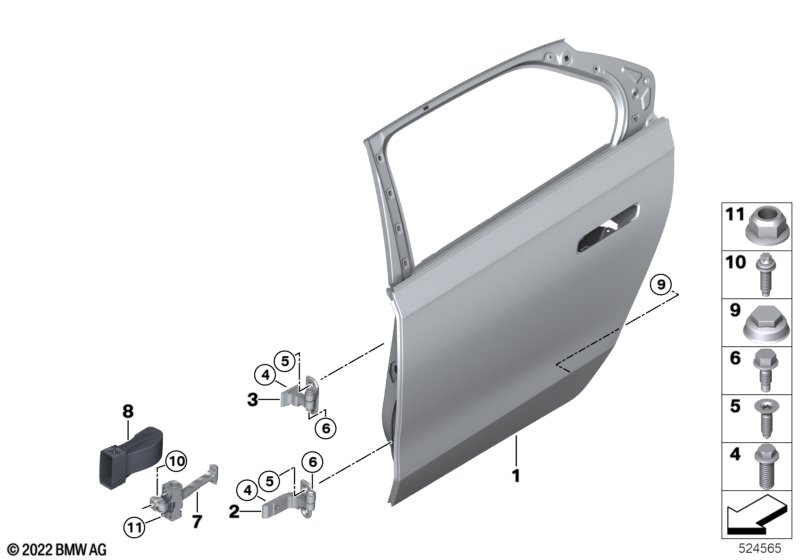 Tylne drzwi - zawias/hamulec drzwi  (41_3943) dla BMW 7' G70 740iX Lim ECE