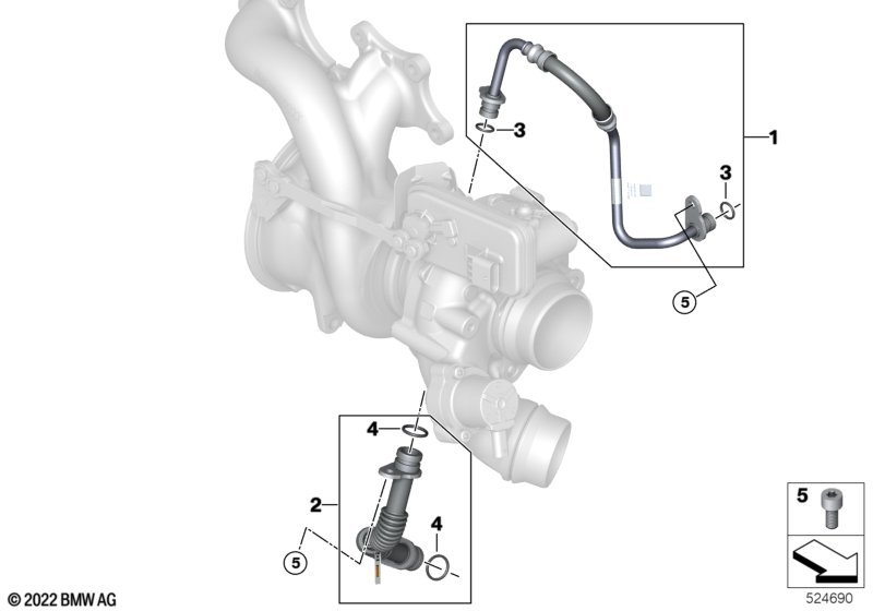 Podawanie oleju do turbosprężarki  (11_9405) dla BMW X5 G05 LCI X5 40iX SAV ECE