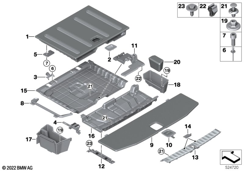 Obudowa podłogi bagażnika  (51_A565) dla BMW 3' G21 330d Tou ECE