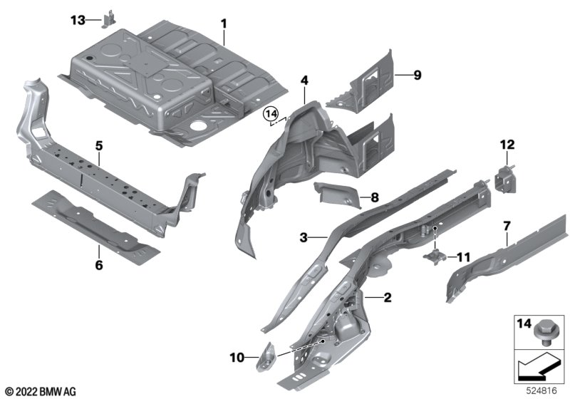 Wnęka koła tylna/elementy podłogi  (41_3903) dla BMW X1 U11 X1 30eX SAV ECE