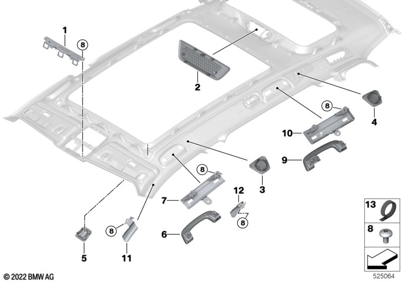 Elementy dod. podsufitki  (51_B544) dla BMW X7 G07 LCI X7 40dX SAV ECE