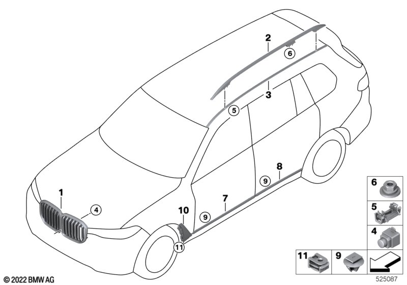 Zewnętrzne osłony / Kratka ozdobna  (51_B501) dla BMW X7 G07 LCI X7 40dX SAV ECE